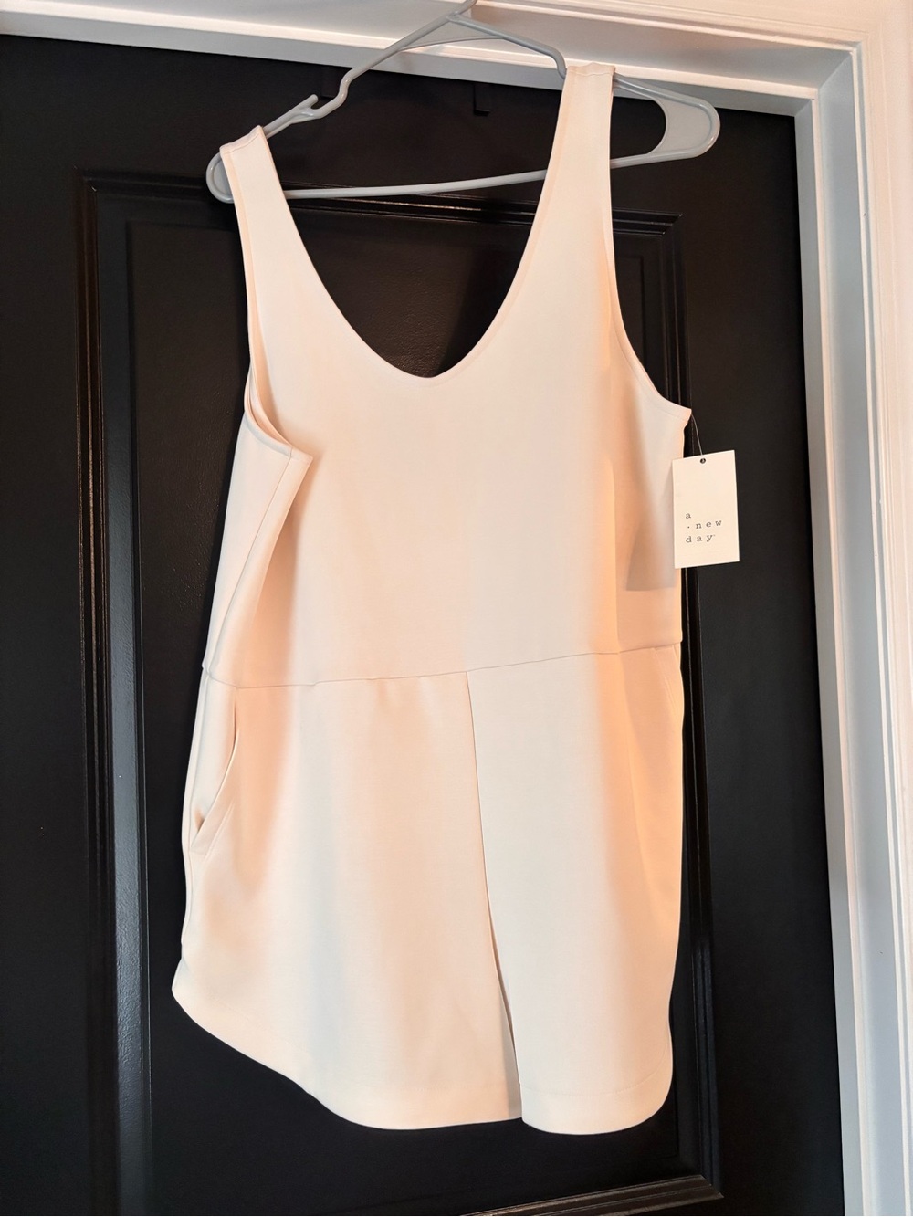 a new day Cream Sleeveless Tank Romper